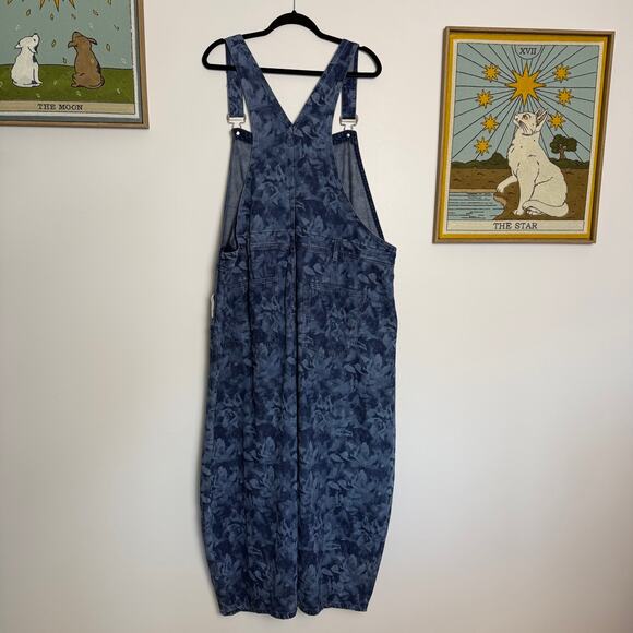 Gap Ultrasoft Denim Horseshoe overalls floral print size XXL NWT - Picture 7 of 9